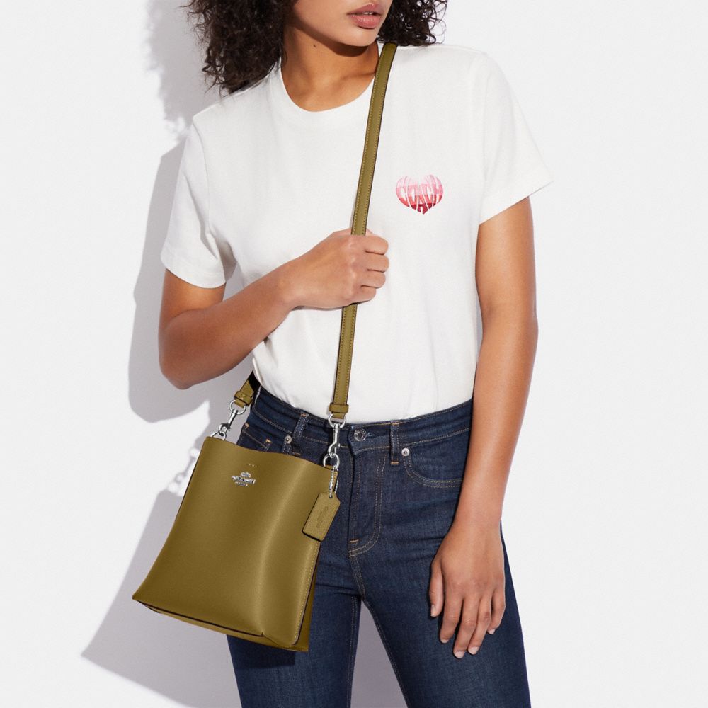 COACH®,Mollie Bucket Bag 22,Leather,Crossbody,Gold Metal,Casual,Olive,Detail View