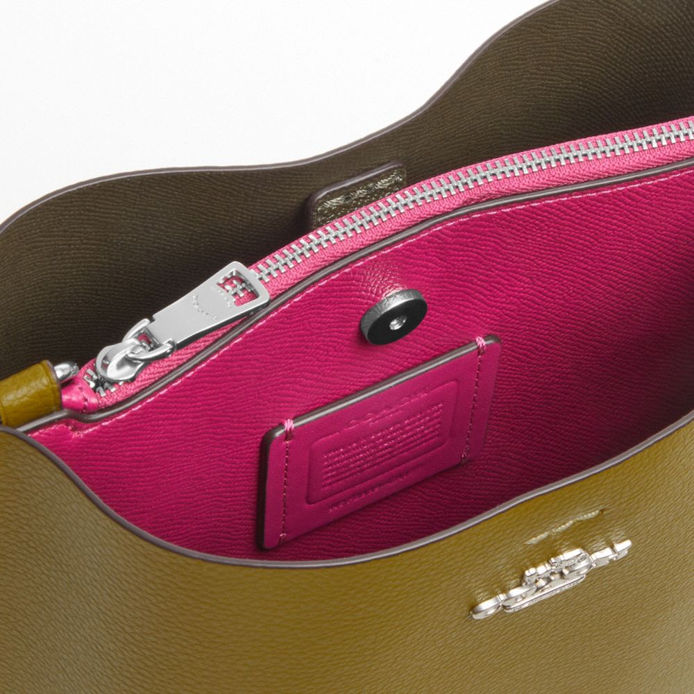 COACH®,Mollie Bucket Bag 22,Leather,Crossbody,Gold Metal,Casual,Olive,Closer View