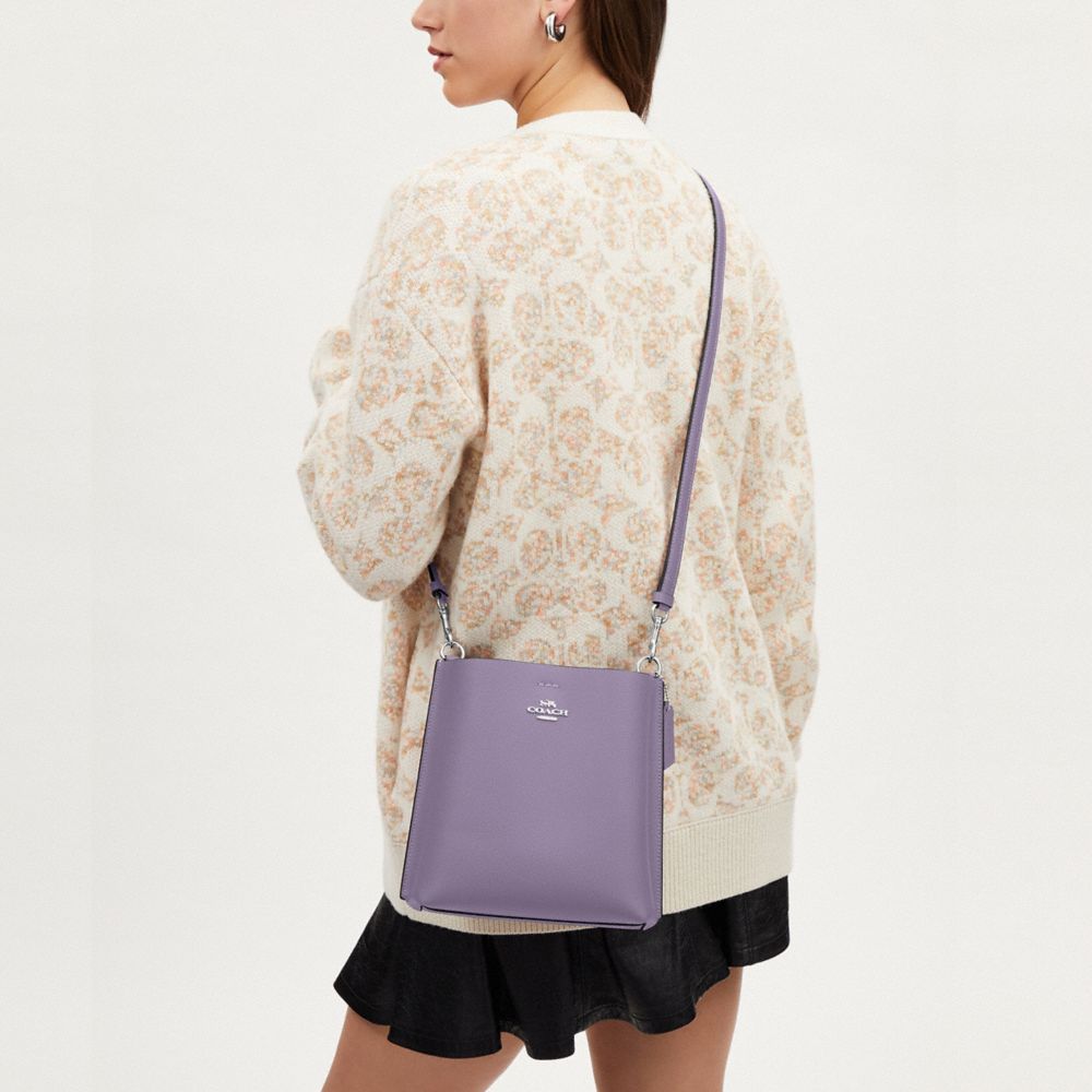 COACH®,Mollie Bucket Bag 22,Leather,Crossbody,Gold Metal,Casual,Purple,Detail View