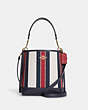 COACH®,MOLLIE BUCKET BAG 22 IN SIGNATURE JACQUARD WITH STRIPES,Medium,Gold/Chalk Multi,Front View