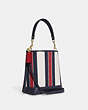 COACH®,MOLLIE BUCKET BAG 22 IN SIGNATURE JACQUARD WITH STRIPES,Medium,Gold/Chalk Multi,Angle View
