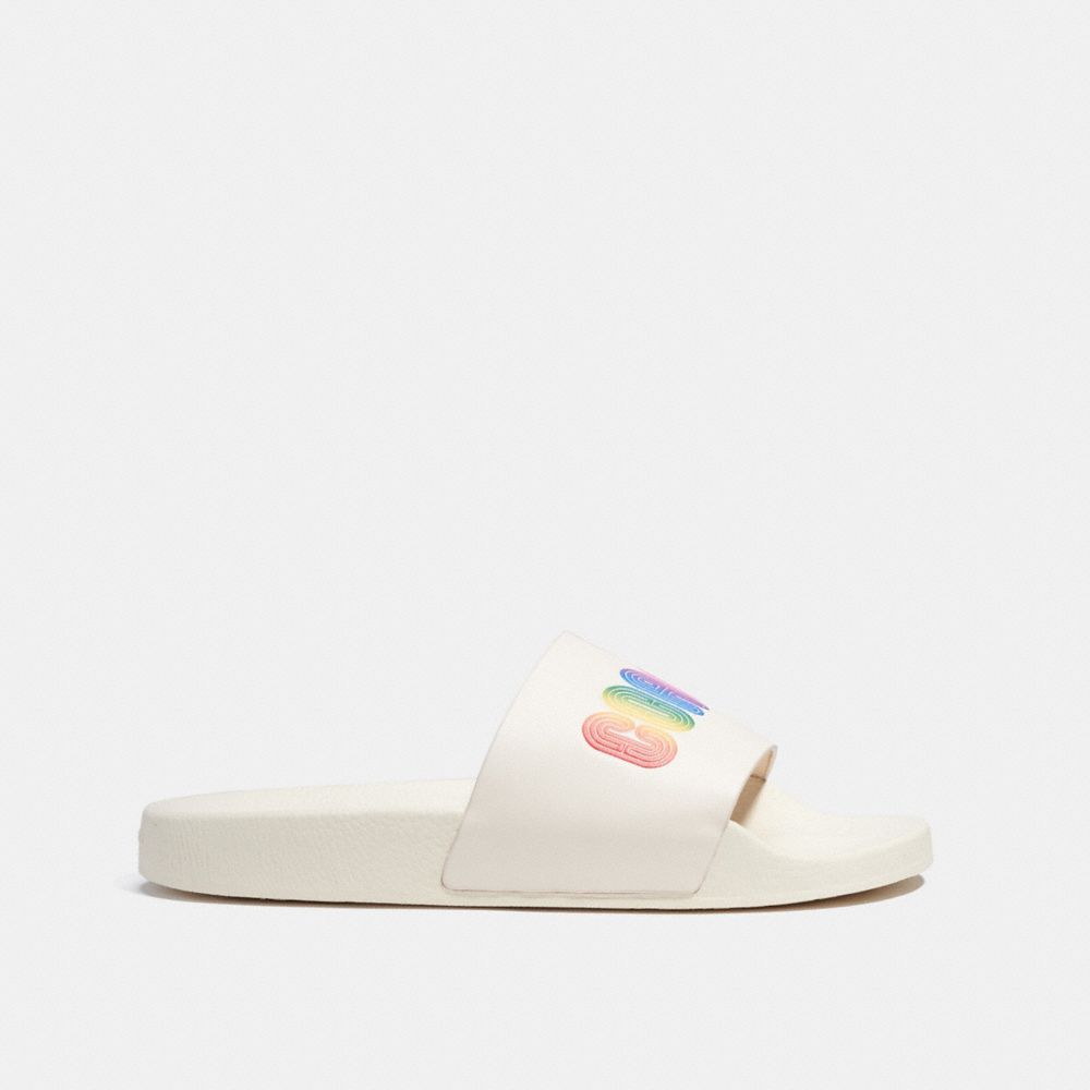 COACH®,SLIDE WITH RAINBOW COACH,canvas,Chalk,Angle View