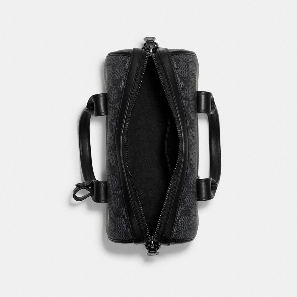 COACH®,Gotham Duffle Bag 24 In Signature Canvas,Barrel Bag,Stripe,Casual,Gray,Inside View,Top View