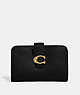 COACH®,TABBY MEDIUM WALLET,Smooth Leather,Mini,Brass/Black,Front View