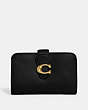 COACH®,TABBY MEDIUM WALLET,Smooth Leather,Brass/Black,Front View