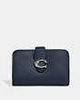 COACH®,TABBY MEDIUM WALLET,Smooth Leather,Silver/Denim,Front View