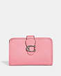 COACH®,TABBY MEDIUM WALLET,Smooth Leather,Silver/Flower Pink,Front View