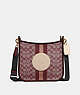 COACH®,DEMPSEY FILE BAG IN SIGNATURE JACQUARD WITH STRIPE AND COACH PATCH,Jacquard,Large,Gold/Wine Multi,Front View