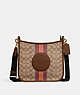COACH®,DEMPSEY FILE BAG IN SIGNATURE JACQUARD WITH STRIPE AND COACH PATCH,Jacquard,Large,Im/Khaki/Saddle Multi,Front View