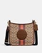 COACH®,DEMPSEY FILE BAG IN SIGNATURE JACQUARD WITH STRIPE AND COACH PATCH,Jacquard,Large,Im/Khaki/Saddle Multi,Front View