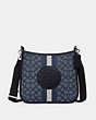 COACH®,DEMPSEY FILE BAG IN SIGNATURE JACQUARD WITH STRIPE AND COACH PATCH,Jacquard,Large,Silver/Denim/Midnight Navy Multi,Front View