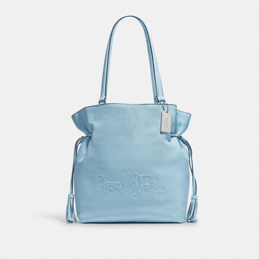 COACH®: Embossed Horse And Carriage Large Edie Shoulder Bag In Pebble  Leather