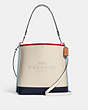 COACH®,MOLLIE BUCKET BAG IN COLORBLOCK,Medium,Silver/Natural Multi,Front View