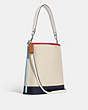 COACH®,MOLLIE BUCKET BAG IN COLORBLOCK,Medium,Silver/Natural Multi,Angle View