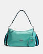 COACH®,ELLIS SHOULDER BAG,Leather,Mini,Silver/Blue Green Multi,Front View