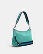 COACH®,ELLIS SHOULDER BAG,Leather,Mini,Silver/Blue Green Multi,Angle View