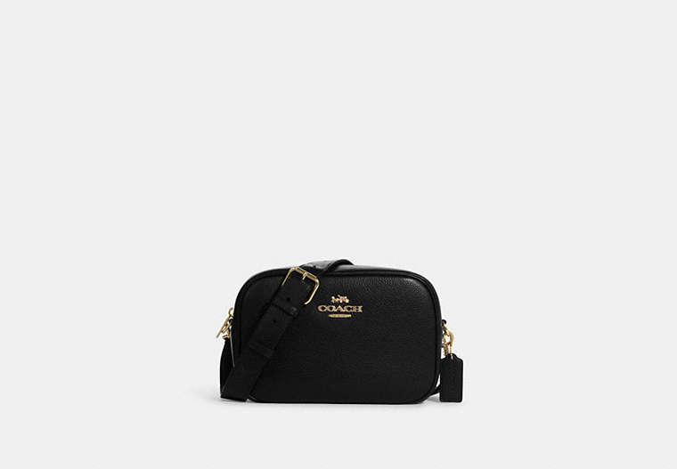 COACH®,JAMIE CAMERA BAG,Pebbled Leather,Medium,Everyday,Gold/Black,Front View