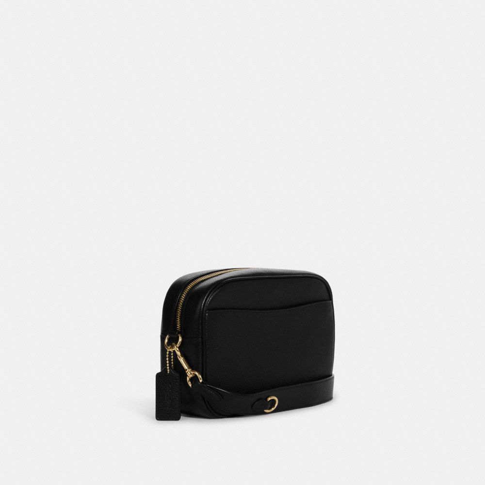 COACH®,SAC POUR APPAREIL PHOTO JAMIE,Cuir galet,Or/Noir,Angle View