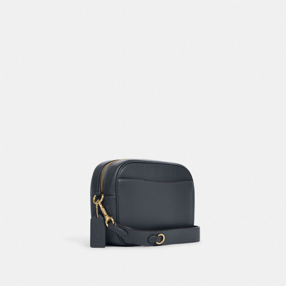 COACH®,JAMIE CAMERA BAG,Pebbled Leather,Everyday,Gold/Denim,Angle View