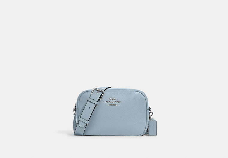 COACH®,JAMIE CAMERA BAG,Pebbled Leather,Medium,Everyday,Silver/Ice Blue,Front View