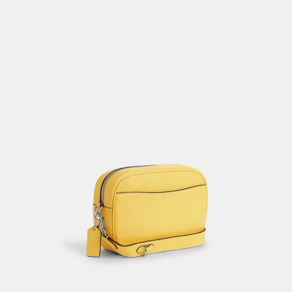 COACH®,JAMIE CAMERA BAG,Pebbled Leather,Everyday,Silver/Retro Yellow,Angle View