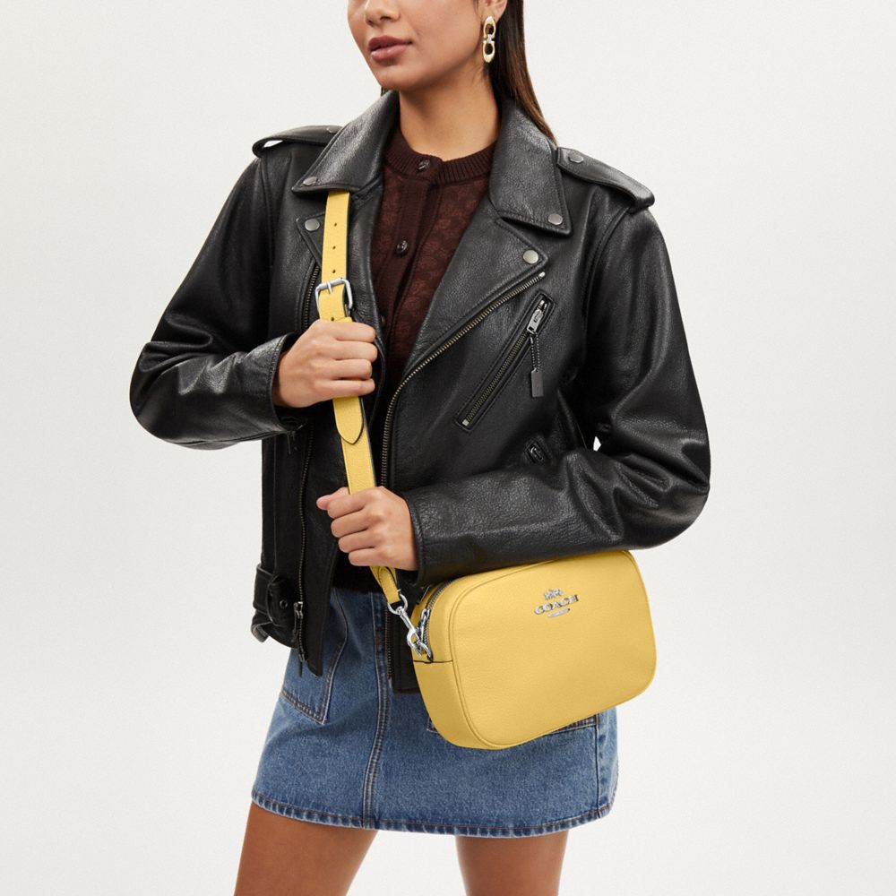 COACH®,Jamie Camera Bag,Leather,Camera Bag,Belt,Gold Metal,Casual,Yellow,Detail View