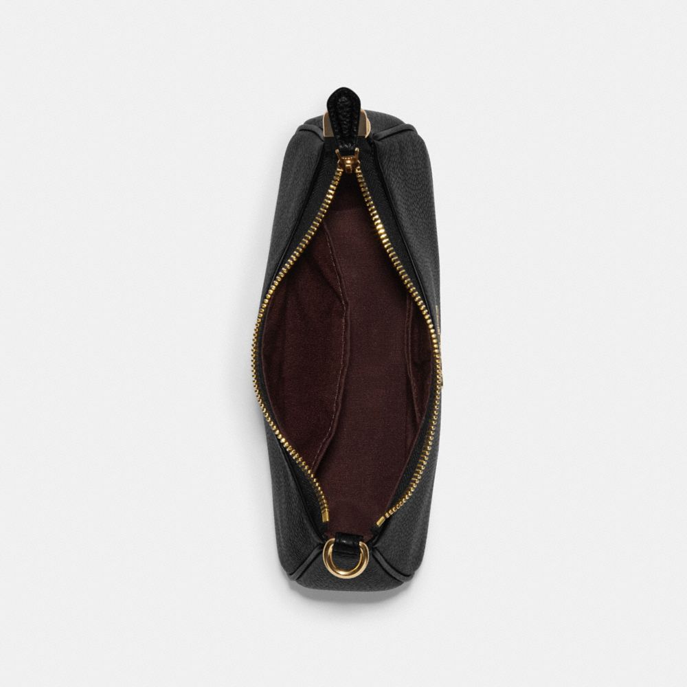 COACH®,TERI SHOULDER BAG,Pebbled Leather,Medium,Anniversary,Gold/Black,Inside View,Top View