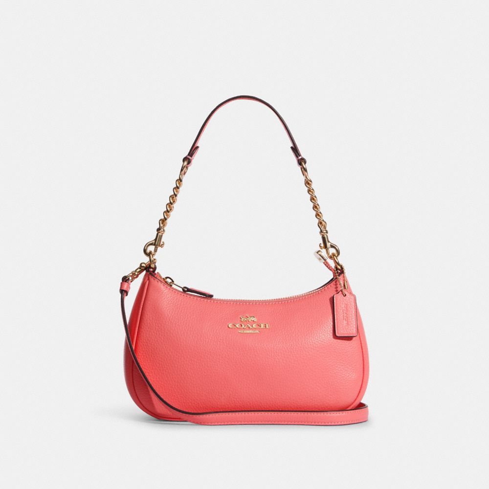 COACH®,Teri Shoulder Bag,Leather,Shoulder Bag,Gold Metal,Day Party,,Front View