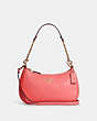 COACH®,TERI SHOULDER BAG,Pebbled Leather,Medium,Anniversary,Gold/Pink Lemonade,Front View