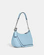 COACH®,TERI SHOULDER BAG,Pebbled Leather,Medium,Anniversary,Silver/Waterfall,Angle View