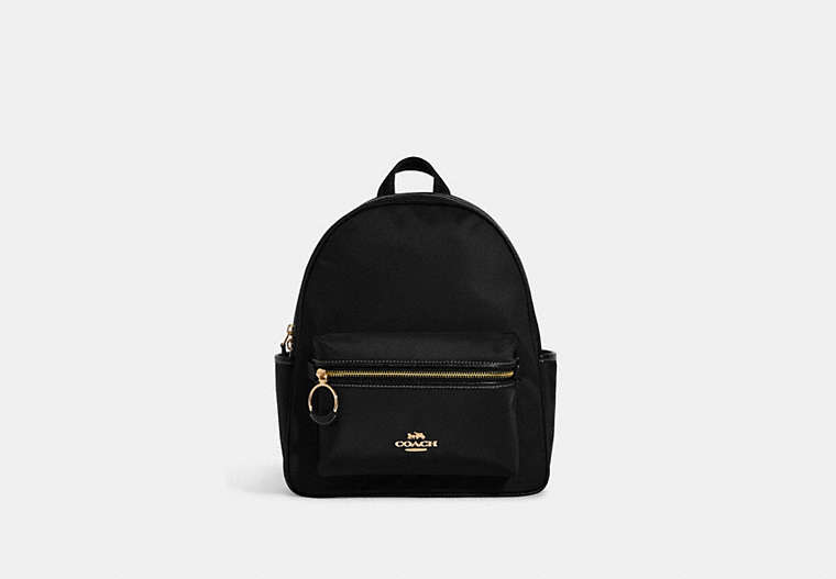 COACH®,ELLIS BACKPACK,Leather,Large,Gold/Black Multi,Front View