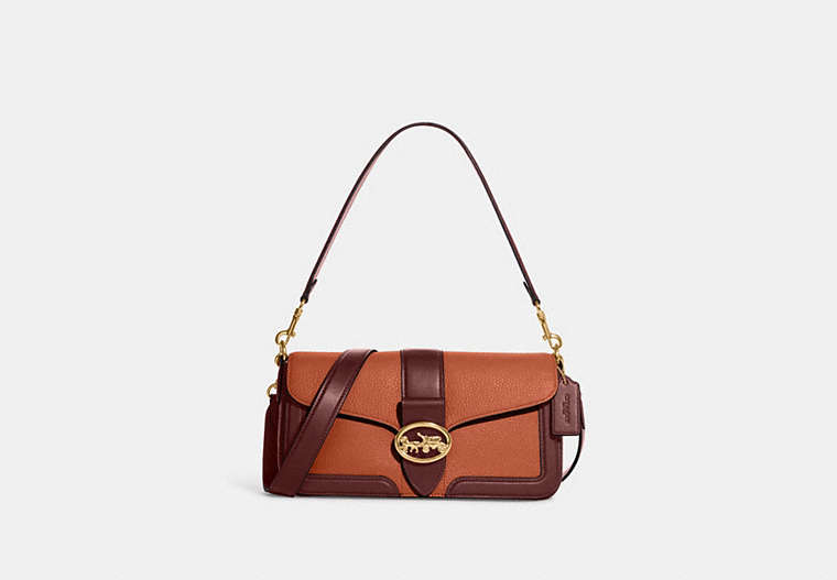 COACH®,GEORGIE SHOULDER BAG IN COLORBLOCK,Refined Pebble Leather,Large,Im/Sunset Multi,Front View