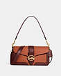 COACH®,GEORGIE SHOULDER BAG IN COLORBLOCK,Refined Pebble Leather,Large,Im/Sunset Multi,Front View