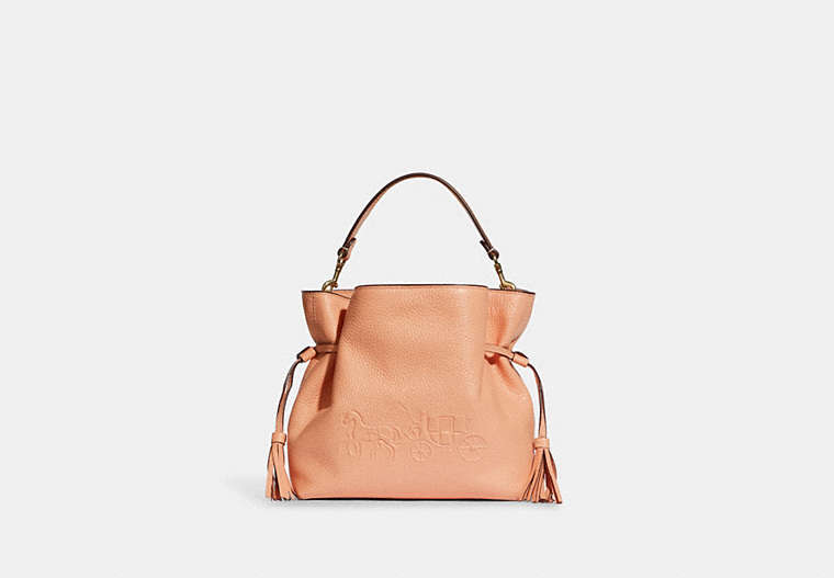 COACH®,ANDY CROSSBODY WITH HORSE AND CARRIAGE,Pebbled Leather,Large,Gold/Faded Blush,Front View