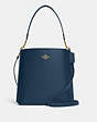 COACH®,MOLLIE BUCKET BAG,Leather,Large,Gold/Denim,Front View