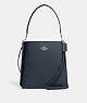 COACH®,MOLLIE BUCKET BAG,Leather,Large,Silver/Denim,Front View