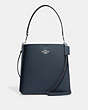 COACH®,MOLLIE BUCKET BAG,Leather,Large,Silver/Denim,Front View