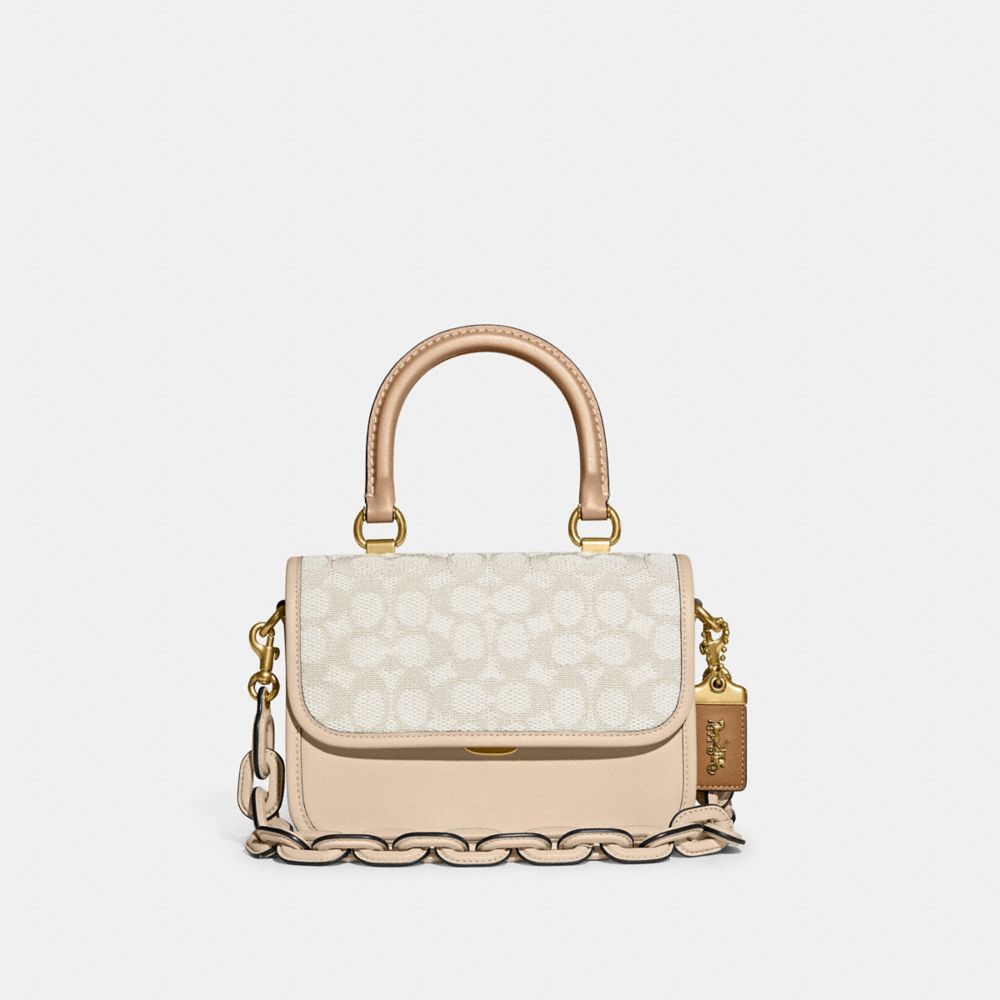 COACH®,ROGUE TOP HANDLE BAG IN SIGNATURE JACQUARD,Small,Brass/Chalk Ivory Multi,Front View