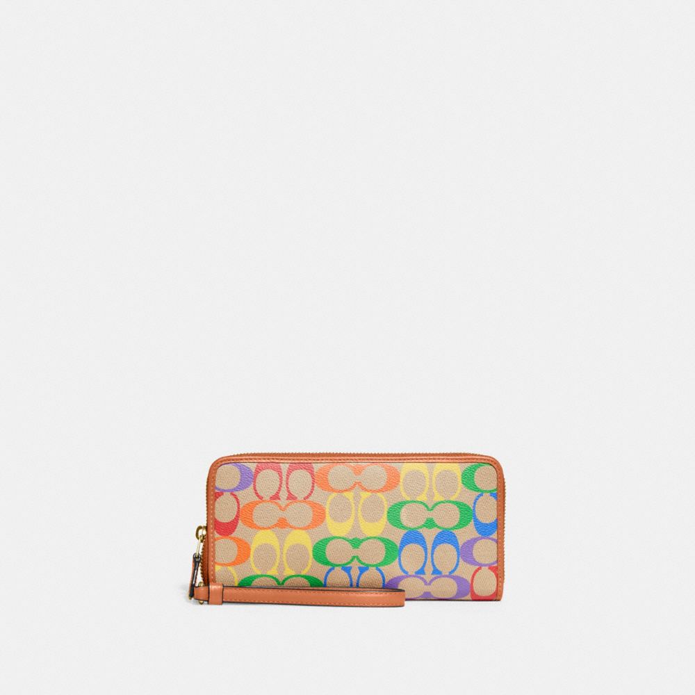 COACH Continental Wallet In Rainbow Signature Canvas