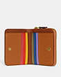 COACH®,BILLFOLD WALLET IN RAINBOW SIGNATURE CANVAS,Signature Coated Canvas/Leather,Mini,Brass/Tan Natural Multi,Inside View,Top View