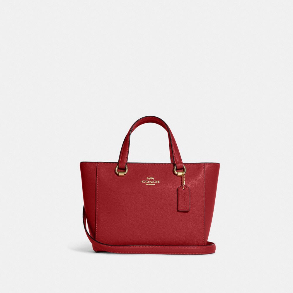 COACH®,ALICE SATCHEL,Crossgrain Leather,Medium,Gold/1941 Red,Front View