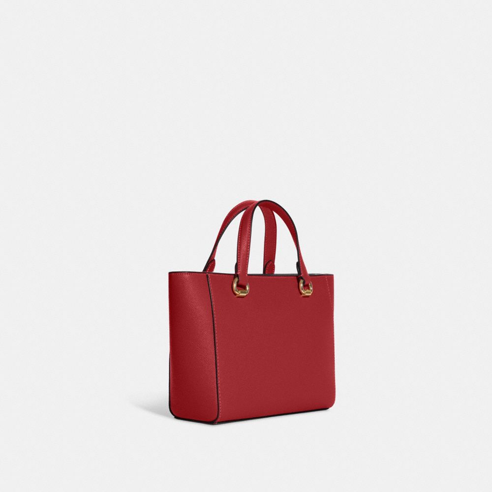 COACH®,ALICE SATCHEL,Crossgrain Leather,Medium,Gold/1941 Red,Angle View