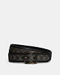 COACH®,Harness Buckle Belt, 38 MM,Signature Jacquard,Mini,Smoke/Black,Front View