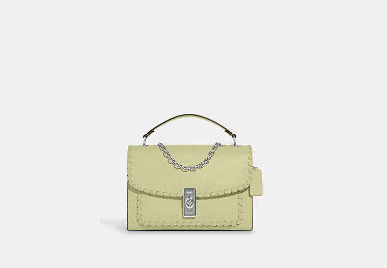 COACH®,LANE SHOULDER BAG WITH WHIPSTITCH,Medium,Silver/Pale Lime,Front View