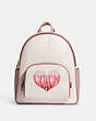 COACH®,COURT BACKPACK WITH STRIPE HEART MOTIF,Large,Gold/Chalk Multi,Front View