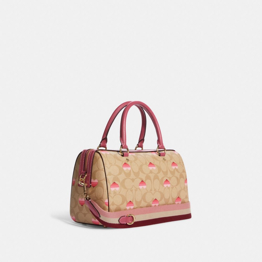 Coach Rowan Satchel In Signature Canvas With Stripe Heart Print