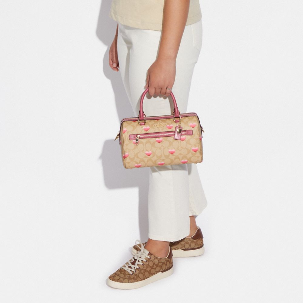 Coach Bags | Coach Heart Crossbody in Signature Canvas with Heart and Star Print | Color: Pink/Tan | Size: Os | Christyfresh's Closet