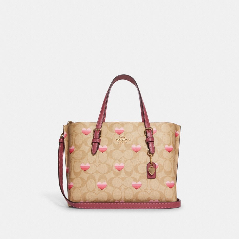 Coach Nolita 19 In Signature Canvas With Stripe Heart Print