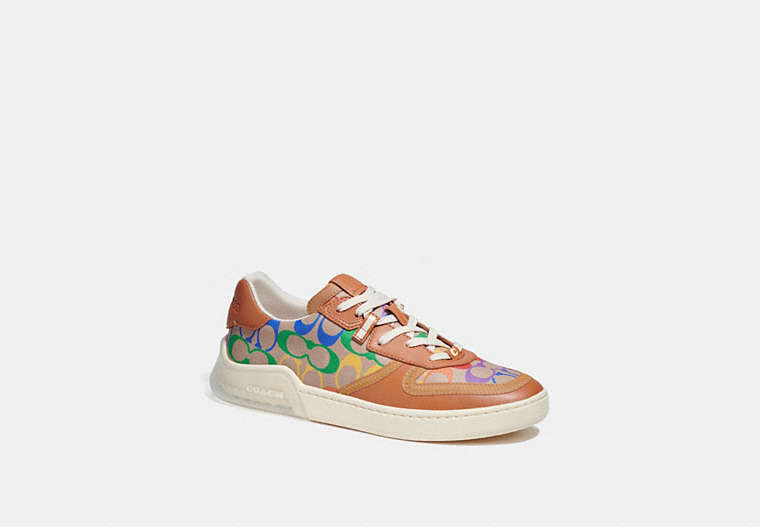 COACH®,CITYSOLE COURT SNEAKER IN RAINBOW SIGNATURE CANVAS,Signature Coated Canvas/Leather,Rainbow Signature,Front View