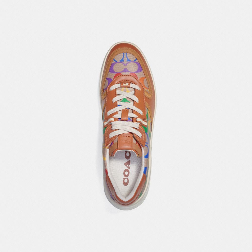 COACH®,CITYSOLE COURT SNEAKER IN RAINBOW SIGNATURE CANVAS,Rainbow Signature,Inside View,Top View